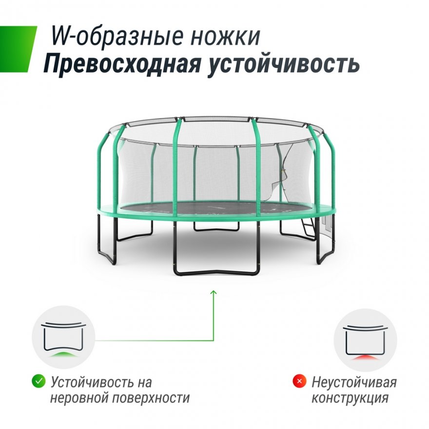 Батут с защитной сеткой UNIX line SUPREME GAME 8-16 ft Green - вид 4