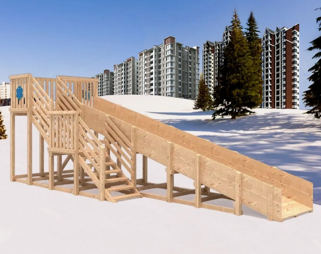 Зимняя горка Snow Fox (скат 8 м), без окраски - вид 3